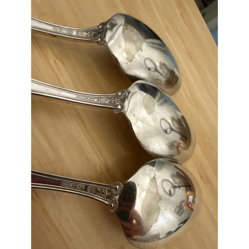 Moselle 1904 Antique Silverplate Tablespoons Set 3 Floral‎ Grape Pattern